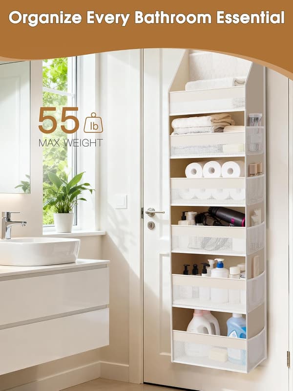 Hængende Dør Organizer - 6 Rum - 13 Netrum - Beige