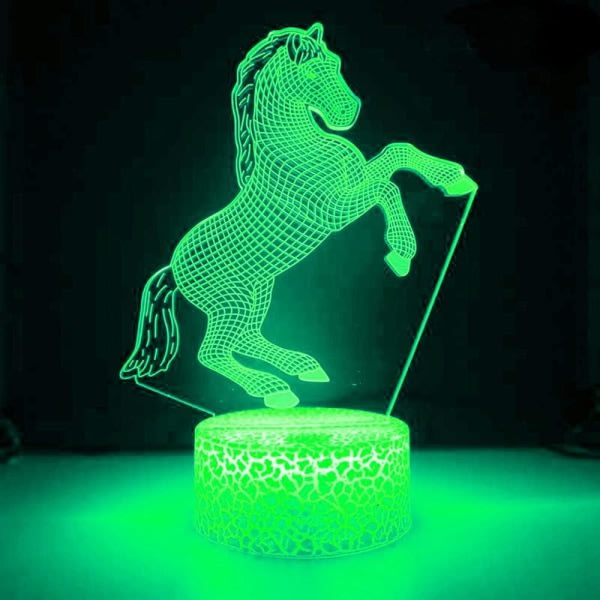 3D Häst Nattljus Bord Skrivbord Optisk Illusion Lampor 16 färgskiftande lampor LED Bordslampa Xmas Hem Kärlek Födelsedag