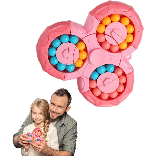 Sekssidet roterende finger Rubiks kube - Sekssidet dekompressionsfinger roterende legetøj - Puslespil dekompressionspuslespil sensorisk legetøj (pink) pink