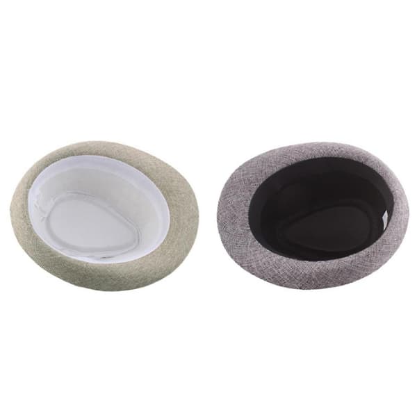 Herr Solid Färg Bredbrättad Fedora Filt Hatt Panama Mössa Båtsman Sommar Strand Sol Light Gray