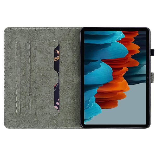 Kestävä kotelo Samsung Galaxy Tab S7 Plus / S8+ -tabletille, söpö tiikeripainatus, Tpu+pu-kansi, jalustalla/korttipaikalla, musta