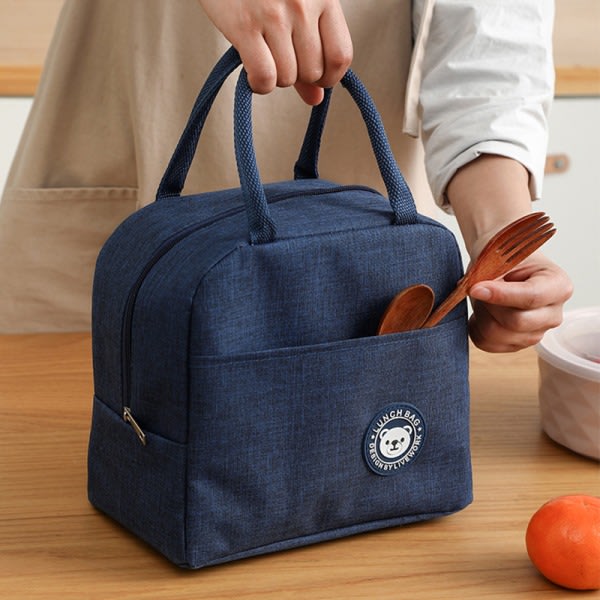 Lunchlåda Väska Bento Box Isoleringspaket Termisk picknickpåsar Svart