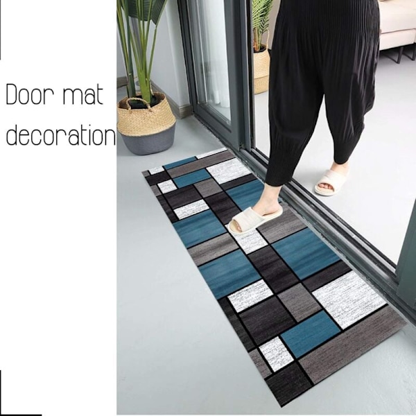 Kökmatta framför diskbänk Tvättbar halkfri hallmatta Lång absorberande moderna geometriska mönster Vardagsrum Sovrumsmatta för sovrum Unga vuxna