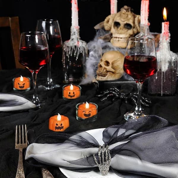Halloween Gresskar Flammeløse Lys med 6H Timer, 6 stk