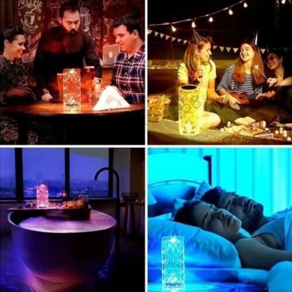 LED Crystal RGB Table Lamp Night Light Touch Atmosphere Bedside Lamp Bar Diamond Rose