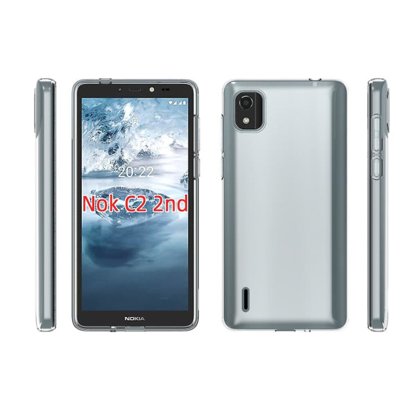 Vattentät Texture Tpu phone case Nokia C2 2nd Edition Läpinäkyvä ei mitään
