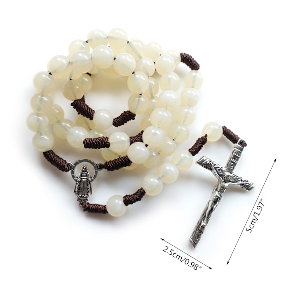 Runt Akrylpärlhalsband Radband Katolsk Religiös Kors Jesus Halsband
