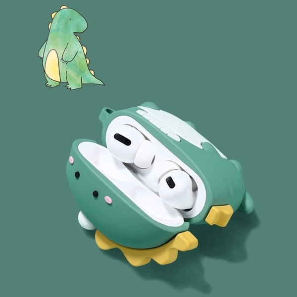 Kompatibel med Airpods-fodral, silikon 3D söt djur dinosaurie rolig seriefigur Airpod-fodral, Kawaii rolig mode cool design