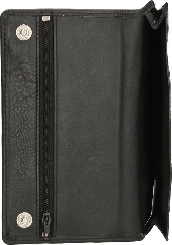 Tobakspung i ægte læder med lynlåslomme til cigaretpapir og lighter, sort, 15,5 x 8 cm