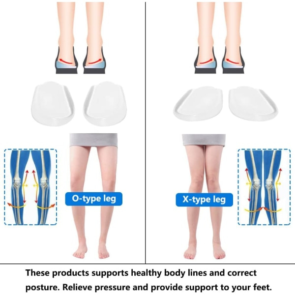 3 par mediale og laterale hæl kile silikone indersål, supination &