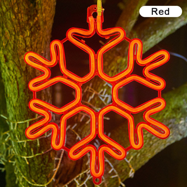 40CM Stor sn?flinga String Light Outdoor Snowflake Led H?ngande Red one size