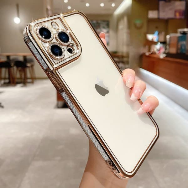 CDQ Cover Kompatibel med iPhone 14 Pro Max Klar Sød, Guld