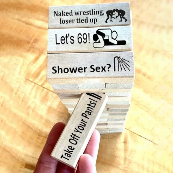 Blokk Tårn Jenga Spill, Morsomme Par som stabler Tårn Blokker， Valentine Tumbling Tower Stacking Blokker Spill for Voksne Par Nattfestspill Gave