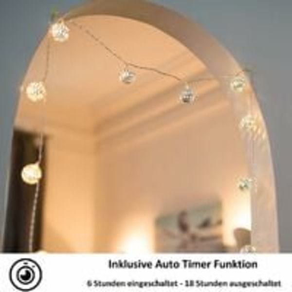 Ljusbollgirlang LED, Marockanska Lampor med Stickkontakt, 20 Guldmetallkulor med Mönster, för Bröllop, Semester, Jul, Inomhus