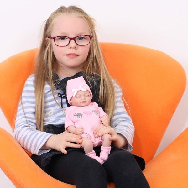 Reborn Baby Doll Realistinen Silikon Vinyyli Baby Girl 10 tums naturtrogna docka set åldrar 3+ (10 tum, Close Eyes Girl)