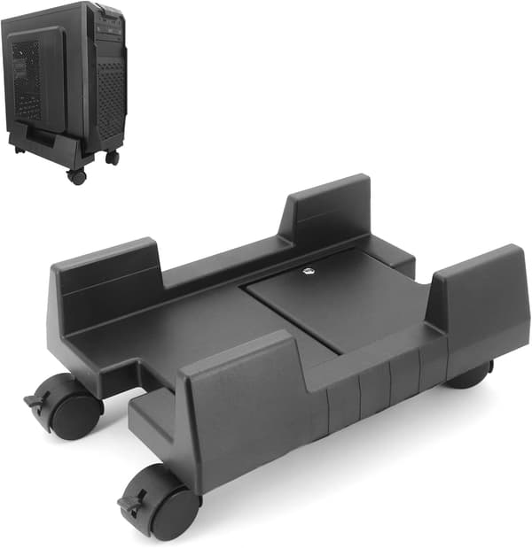 Datamaskinholder, Justerbart PC-stativ med Rullende Hjul, Justerbart Mobilt CPU-Stativ for Gulvteppe Spilldatamaskinkabinett, Passer Hjem