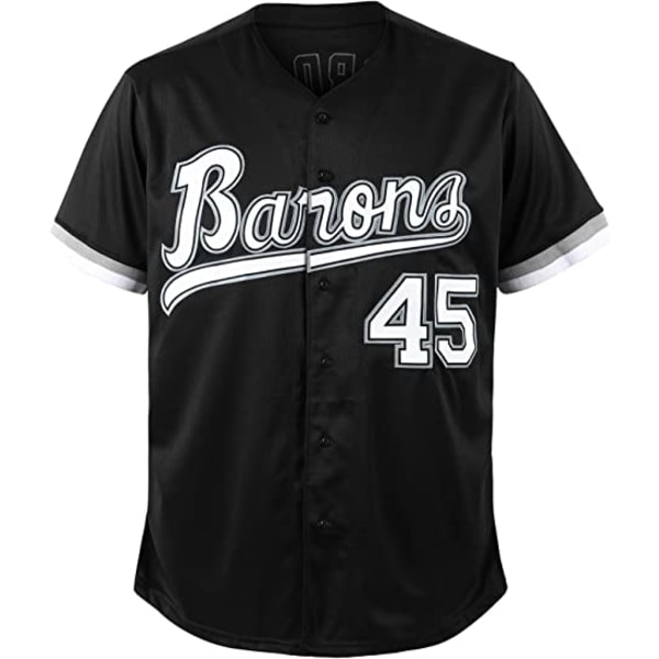 90-talls herre- og dameklær, Baron #45 Unisex hiphopklær, baseballtrøyer for partybaseballgaver svart—XXXL zdq