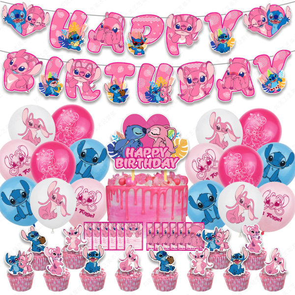 Pink Stitch Barn födelsedagsfest dekoration ballonger Set set 2