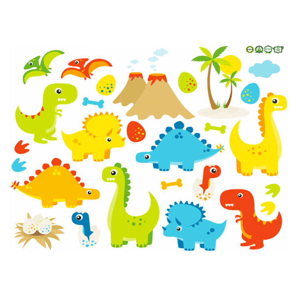 CDQ Cartoon Dinosaur World veggdekaler barnrum bakgrunn
