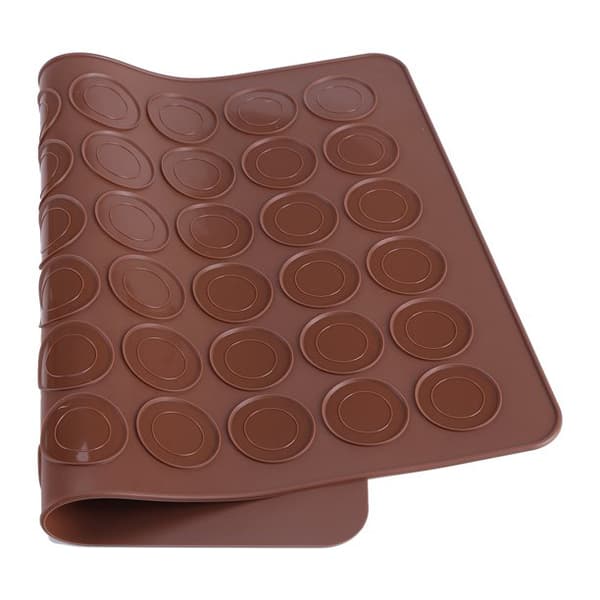Chocolate Coloured Silicone Baking Mats for Macarons, Flexible Non-Stick, Microwave Safe, For Even Baking and Easy Cleaning