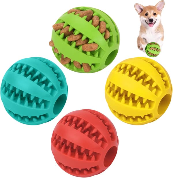 4-pak Naturlige Gummibolde Holdbare Foderbolde til Tandpleje Interaktive Hundelegetøj 4PCS 5CM-tfrf