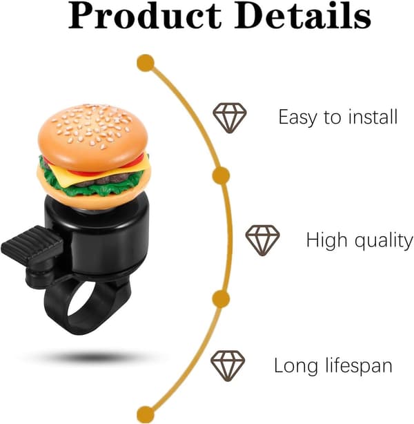 Creative Hamburger Cartoon Bicycle Bell - Scooter Bell - Unique Design - 1 pc.