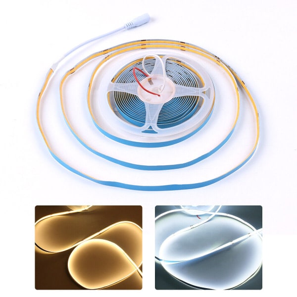 12V Högdensitet COB LED-remsor Flexibelt band skåp Kökslampa 1M Varmvit