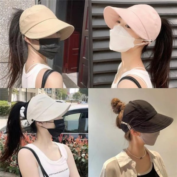 Dam Sommar Solhatt med brett brätte Anti-UV Strandvisir Kepsar Hattar Justerbar Khaki