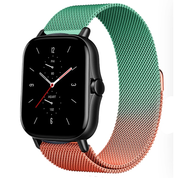 Magnetisk slinga för Amazfit GTS/4/2/2e/GTS2 Mini/3/GTR 4/3/2/47mm 20mm 22mm metallnät Smartwatch Mesh Amazfit Bip 5-rem Green Orange 20mm