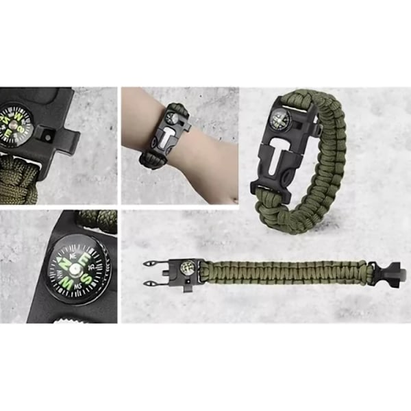 Överlevnadskit 32 delar - Kompass, tändstål, kniv, lampa m.m. 760