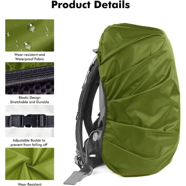 2-pack vattentätt cover för ryggsäck, reflekterande cover för dammtät ryggsäck, pyöräily, vandring, camping, resor CDQ