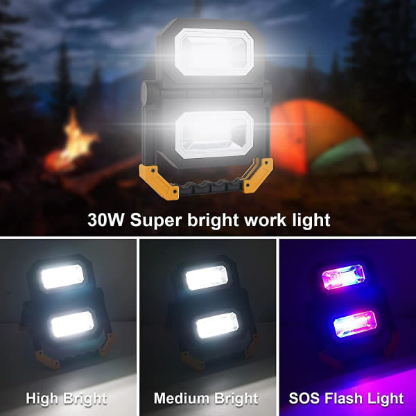 30W Uppladdningsbar LED-spotlight Vikbar LED-arbetslampa