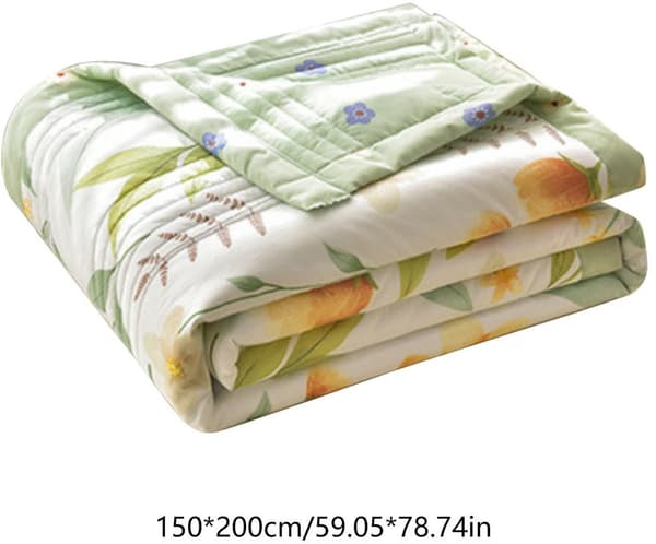 Kølende tæppe til varme sovende, tynd sommertæppe vaskbart blødt letvægts åndbart temperaturregulerende til seng lur rejse, grøn 150x200cm