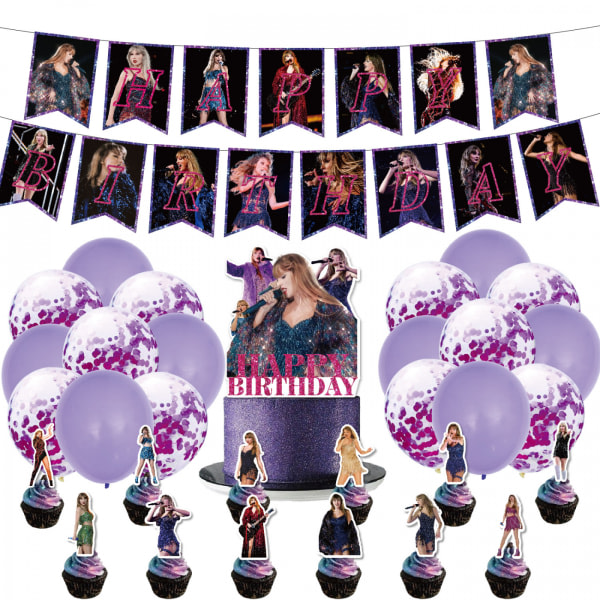 Taylor Singer Tårtdekorationer, Cupcake Toppers til Swift Birthday Party Supplies 25 st kort