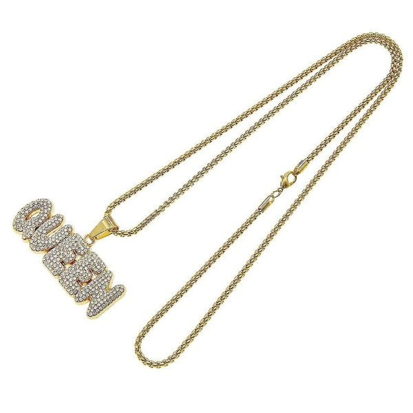 Krage Hombre Steampunk Hip Hop Full Diamond Letter Queen Häng Halsband För män Kvinnor Kedjor Colliers Smycken Tillbehör QUEEN-Gold