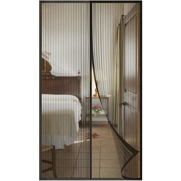 Fluenetting Dørgardin Insektnett for å holde fluer og insekter ute, Myggnetting Franske dører, Dobbeltdør Magnetisk Myggnetting Dører Svart Black Black 130*200CM