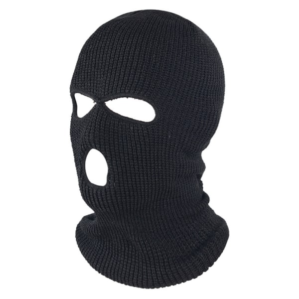 1. Broderi Balaclava Ulkona Lämmin Hattu 3-reikäinen Hiihtohattu Musta