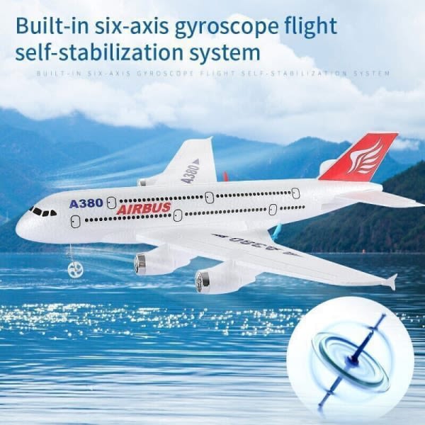 2,4G Airbus A380 RC Plane 2CH 6Axis Gyro 420mm FixWing Fjärrkontroll Glider, mukana till pojke 3 akulla