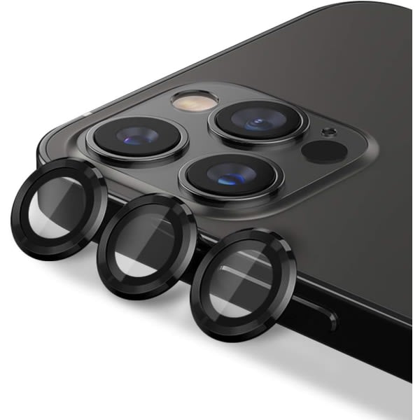 Bakre kameraskydd svart kompatibel med iPhone 13 Pro Max, [aluminiumlegering], full täckning och 9H hårdhet kameralins skyddsfilm CDQ