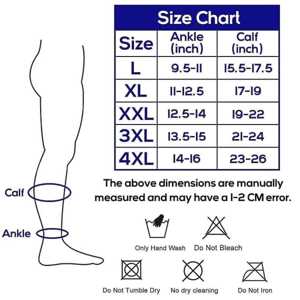 Plus Size kompresjonsstrømper bred legg, 20-30 Mmhg graderte kompresjonsstrømper for menn og kvinner Pustende flystrømper zdq