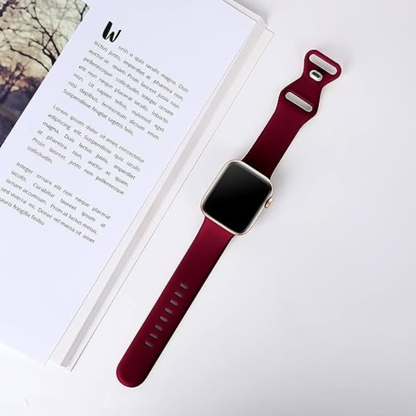 CQBB-bånd kompatible med Apple Watch 38 mm 40 mm 41 mm, ersättningsarmbånd i myk silikon sporttillbehör for kvinner män（vinrød）