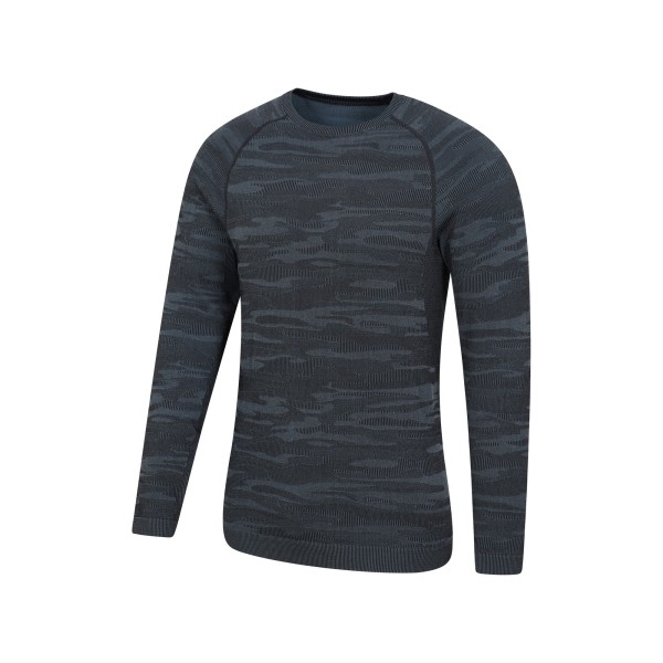 Mountain Warehouse Herr Alpine Camo Seamless Base Layer Top XS- Blå XS-S zdq