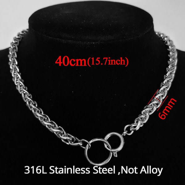 Punk Miami kubansk choker krage hiphop stor chunky silverfarget rustfritt stål tjock kedja cirkel halsband dam hals smycken XL287O4S40