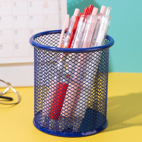 Kreativ pennhållare för skrivbordsförvaring i smidesjärn Blå Blå