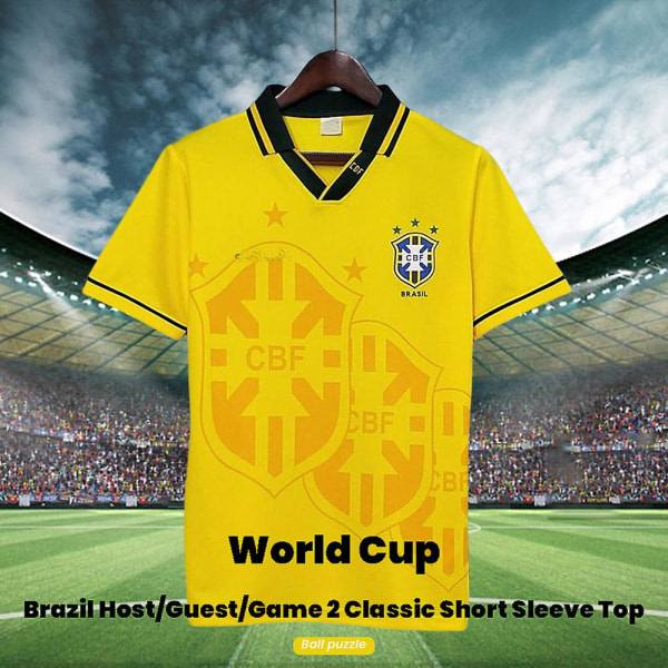 VM brasiliansk fotbollströja Fotbollsträning T-shirt Player Fans Jersey 1994 Brazil Home S zdq
