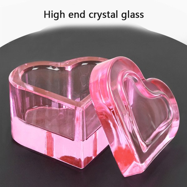 CDQ Pink Heart Shape Nagel flytande skål Kristallklar med lock skål Multicolor