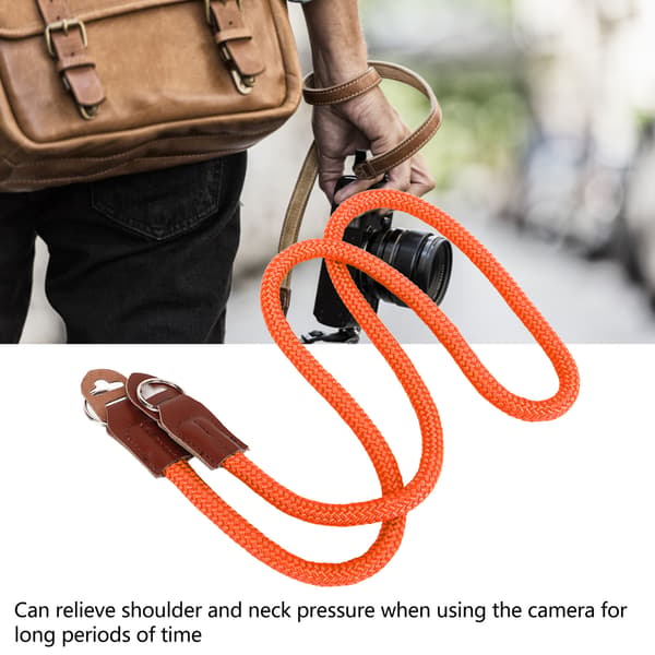 Kamerarem i läder och nylon för digitala systemkameror, orange
