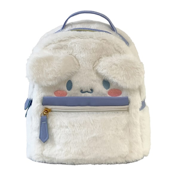 Söt plysch skolryggsäck för tjejer, 3D Kawaii djur tecknad skolväska för flickor, ryggsäck, skolmaterial, vit hund
