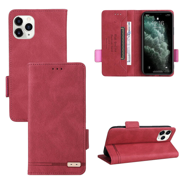 Deksel Till Iphone 11 Pro Deksel Folio Flip Med Kreditkortsfack Etui Coque Rød
