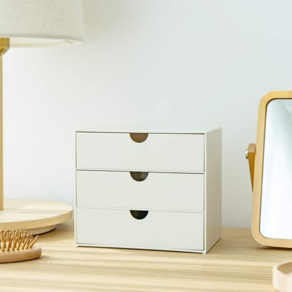 3-lådors organizer, kompakt sett for kosmetikk, tandvårdsartikler, baderom, sovsal, skrivebord